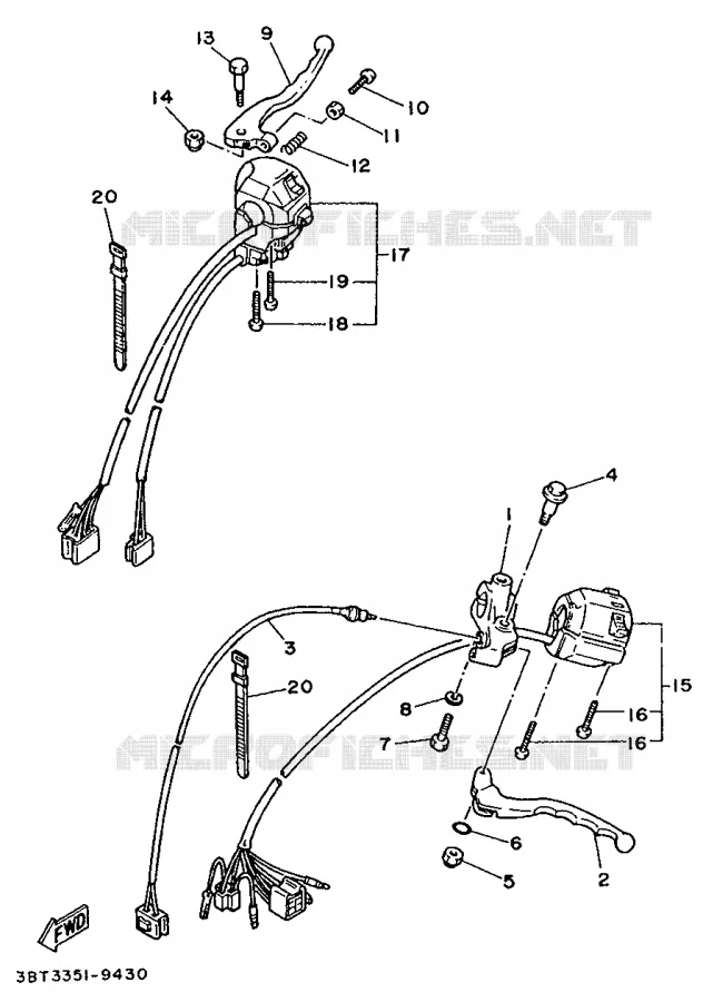 COMMODO / LEVIER Yamaha MOTO 535 1994 VIRAGO  XV535