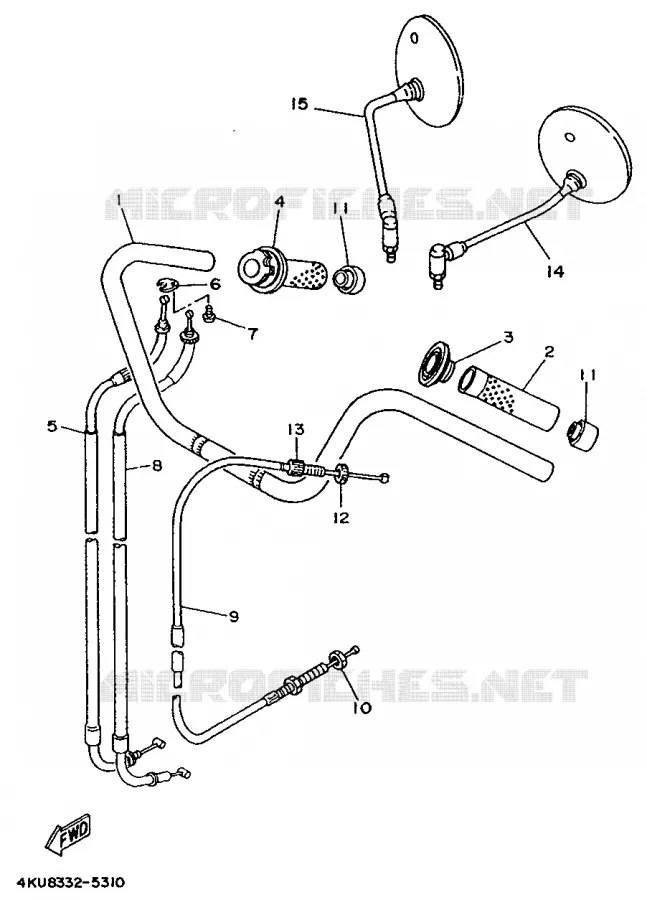 GUIDON ET CABLES Yamaha MOTO 535 1995 VIRAGO  XV535 VIRAGO
