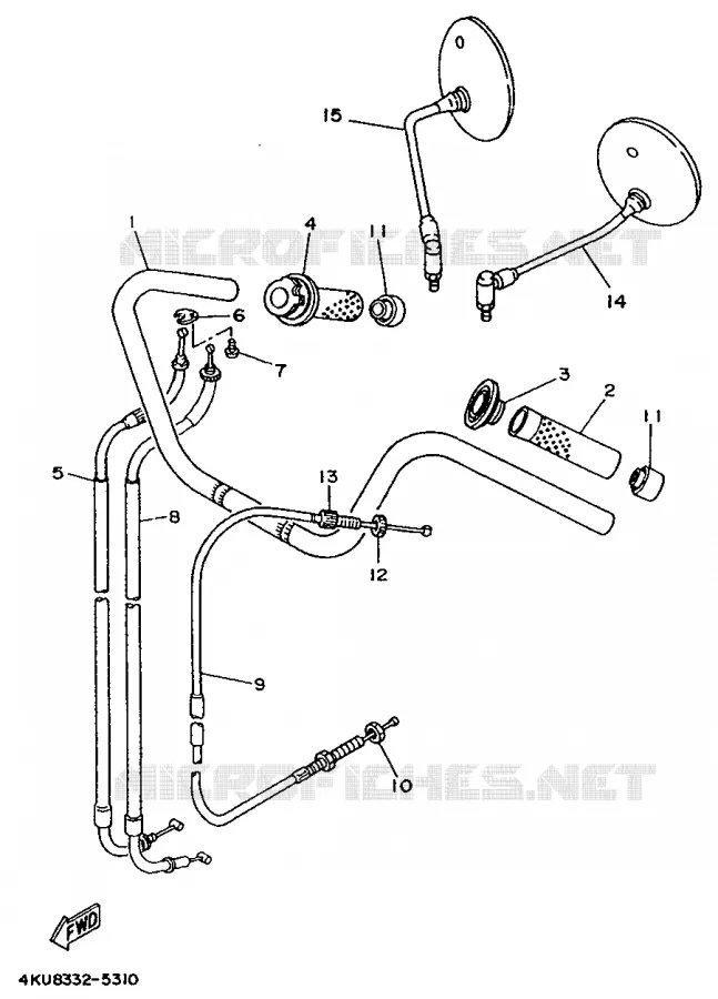 GUIDON ET CABLES Yamaha MOTO 535 1995 VIRAGO  XV535