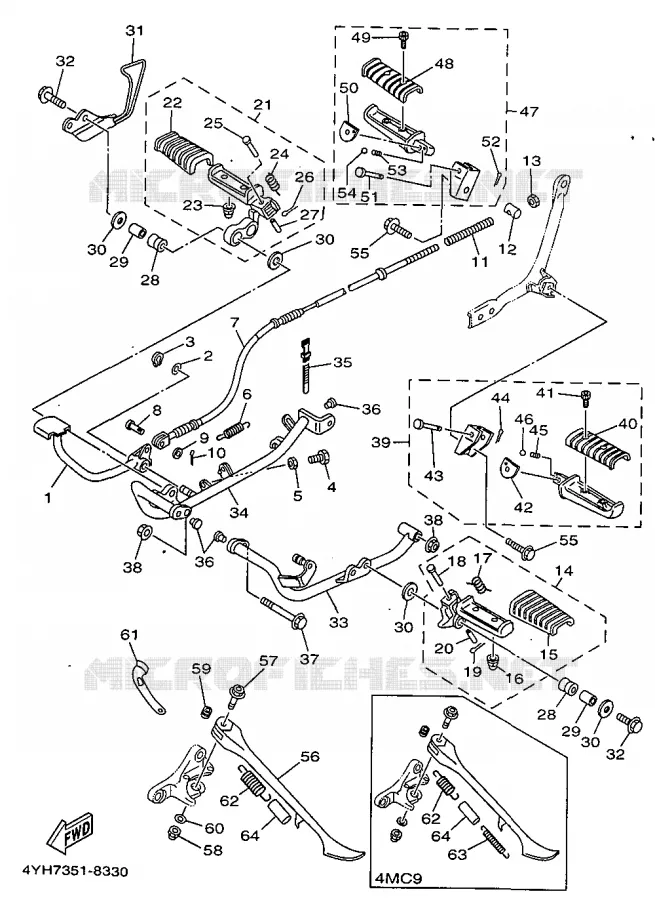 SUPPORT / REPOSE PIEDS Yamaha MOTO 535 1998 VIRAGO  XV535