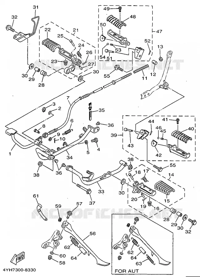 SUPPORT / REPOSE PIEDS Yamaha MOTO 535 1998 VIRAGO  XV535