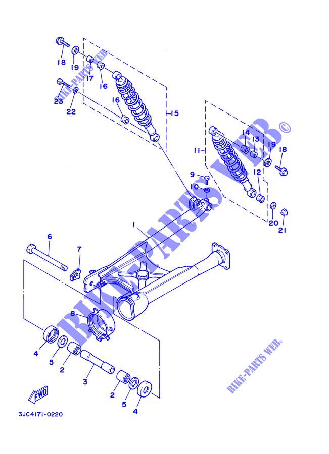 BRAS OSCILLANT / AMORTISSEUR pour Yamaha XV535 de 2000