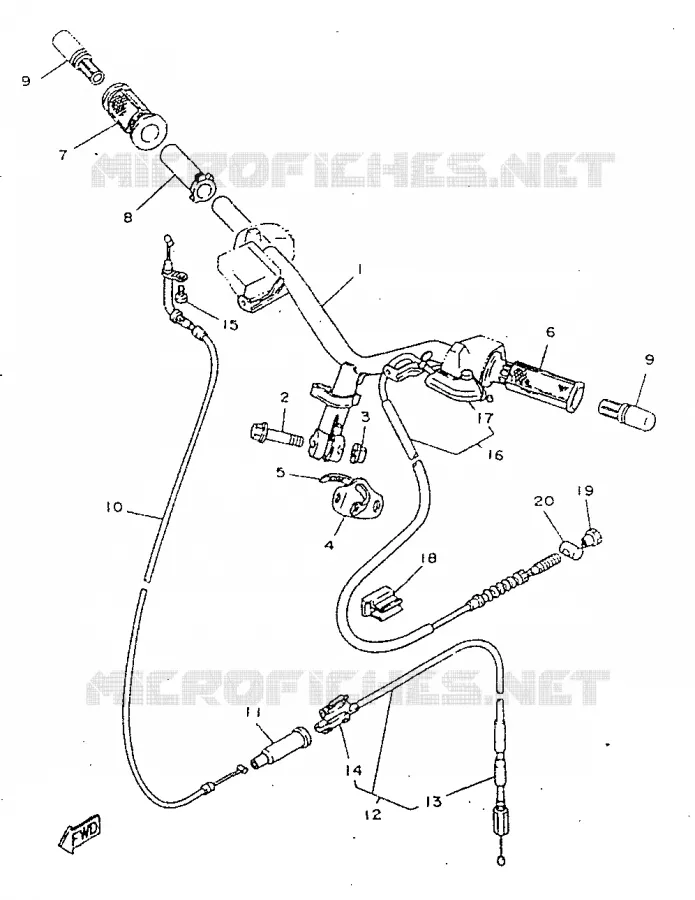 GUIDON ET CABLES Yamaha SCOOTER 50 1998 JOG R  CY50R