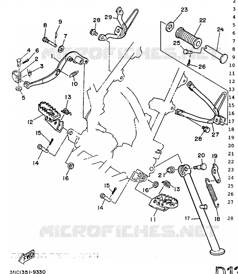 SUPPORT / REPOSE PIEDS Yamaha MOTO 125 1989 DT  DT125