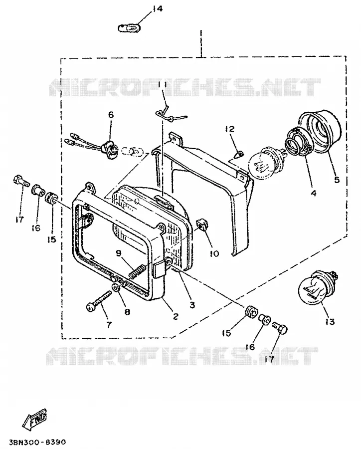PHARE  Yamaha MOTO 125 1989 DTE  DT125E