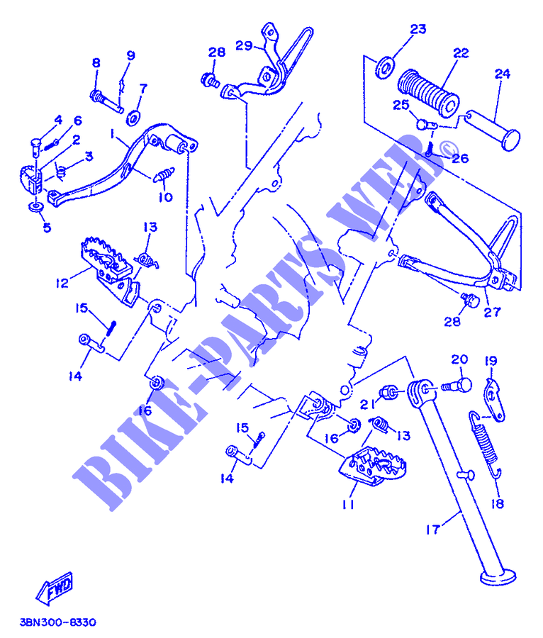 SUPPORT / REPOSE PIEDS pour Yamaha DTE125 de 1989
