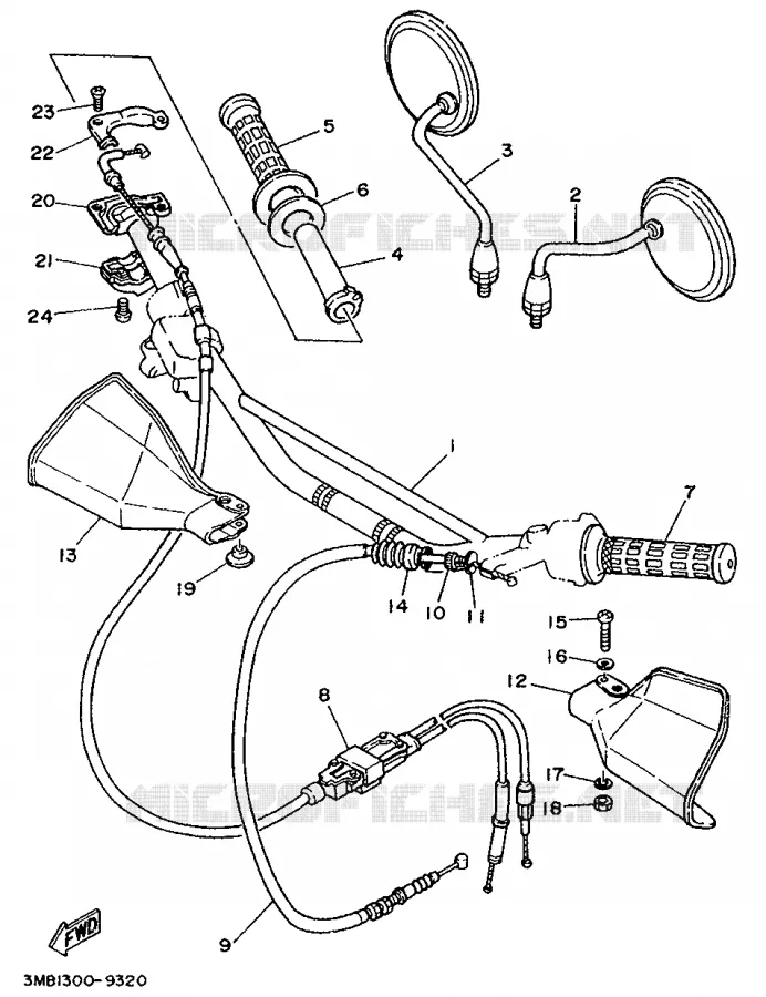 GUIDON ET CABLES Yamaha MOTO 125 1995 DTE  DT125E