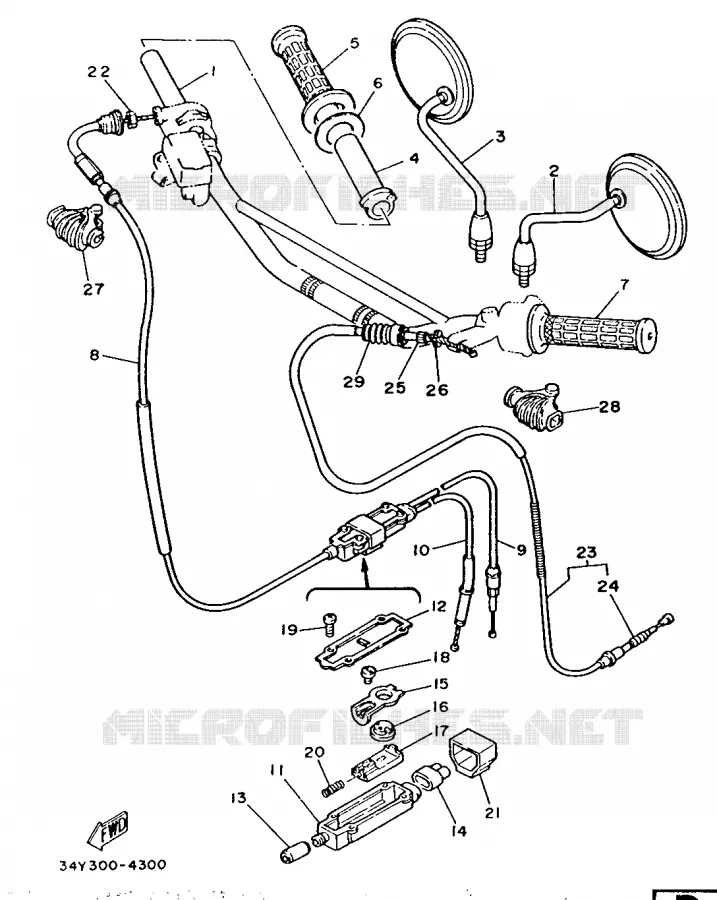 GUIDON ET CABLES Yamaha MOTO 125 1986 DTLC  DT125LC