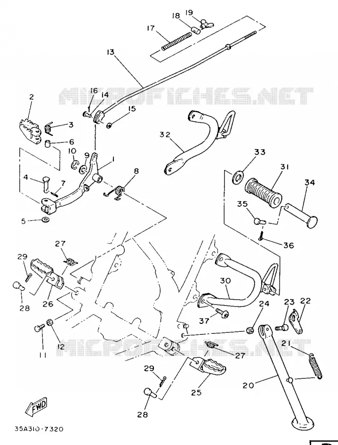 SUPPORT / REPOSE PIEDS Yamaha MOTO 125 1987 DTLC  DT125LC