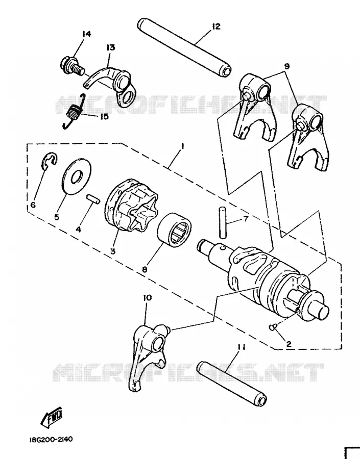 Système De Sélection (barillet + Fourchettes) Pour Yamaha YZ 125 1987 - Occasion Fonctionnel