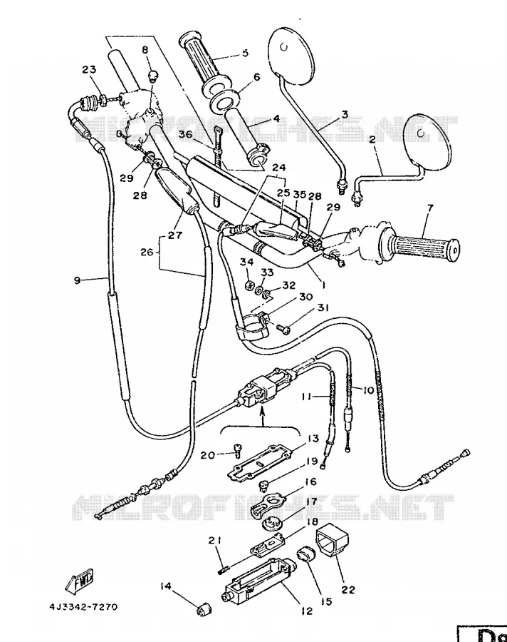 GUIDON ET CABLES Yamaha MOTO 125 1987 DTMX  DT125MX