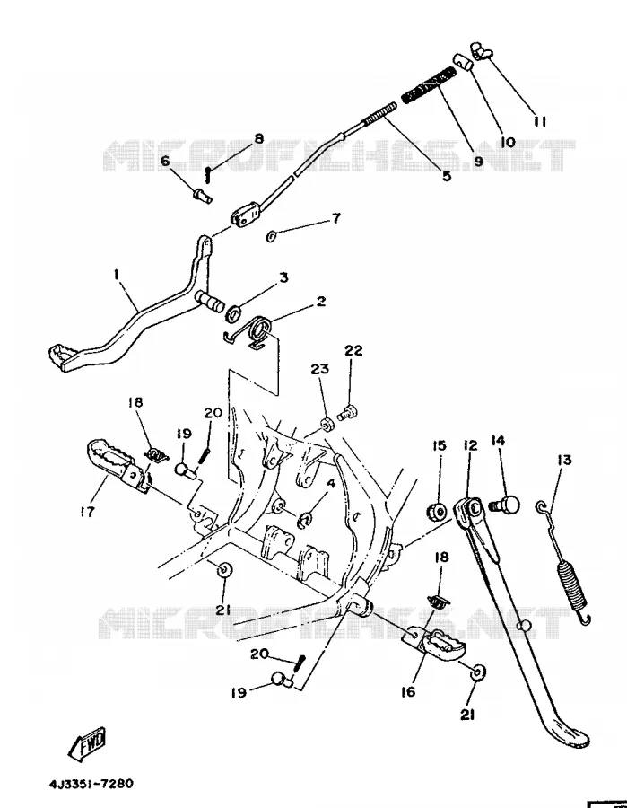 SUPPORT / REPOSE PIEDS Yamaha MOTO 125 1987 DTMX  DT125MX