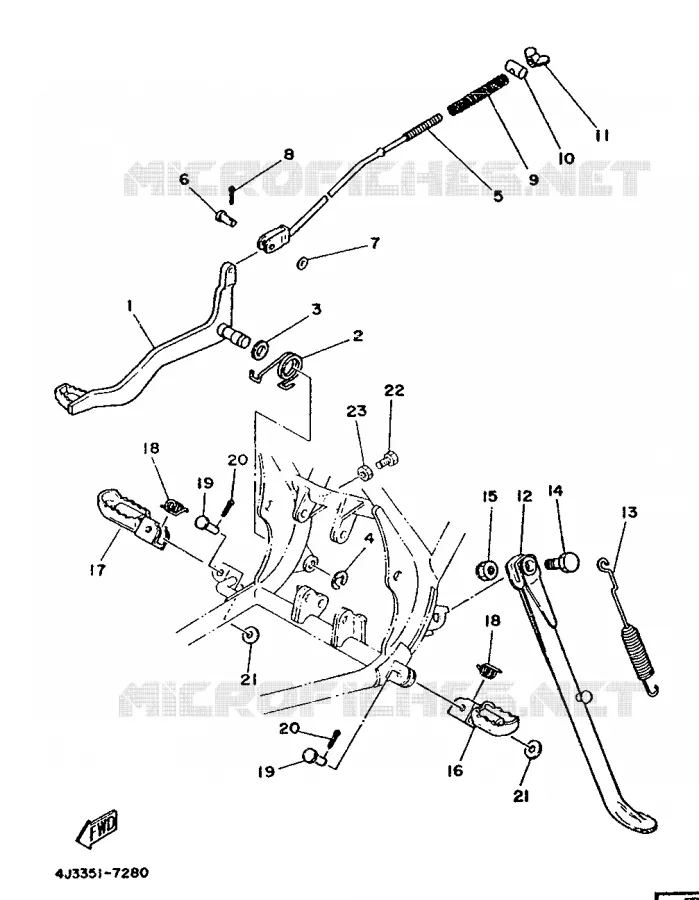 SUPPORT / REPOSE PIEDS Yamaha MOTO 125 1989 DTMX  DT125MX