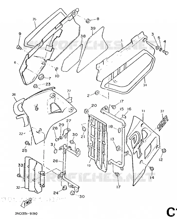 COUVERCLE LATERAL Yamaha MOTO 125 1989 DTR  DT125R