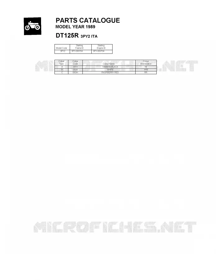 * CATALOG PREFACE * Yamaha MOTO 125 1989 DTR  DT125R