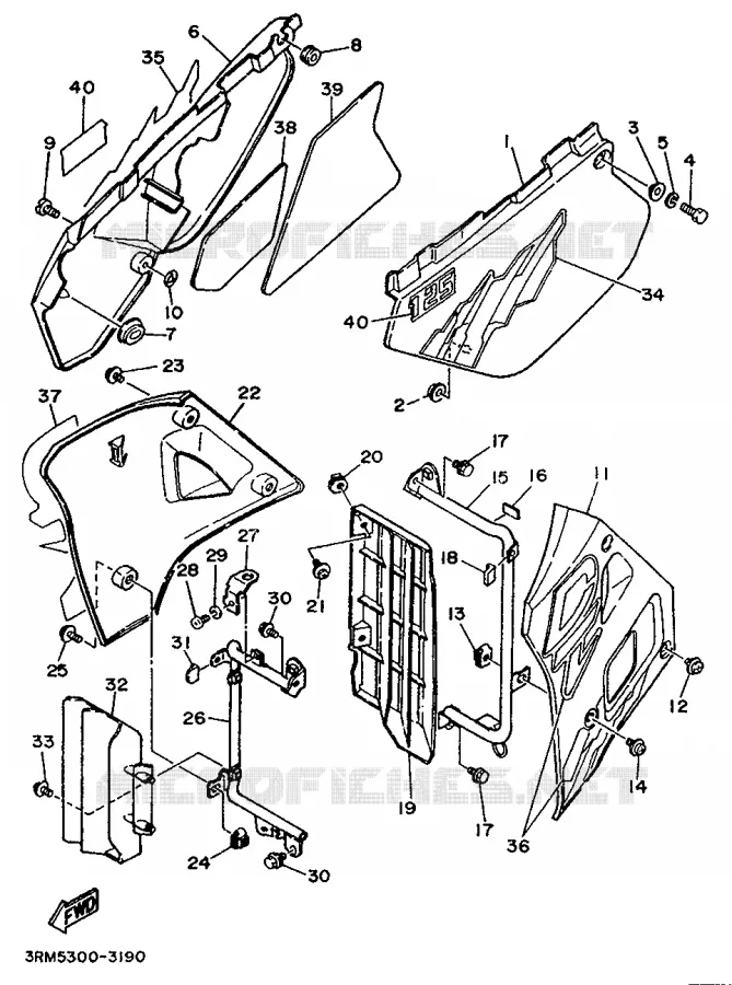 CACHE LATERAL - RESERVOIR D'HUILE Yamaha MOTO 125 1993 DTR  DT125R