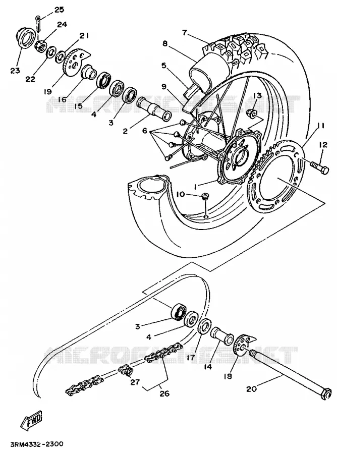 ROUE ARRIERE Yamaha MOTO 125 1994 DTR  DT125R