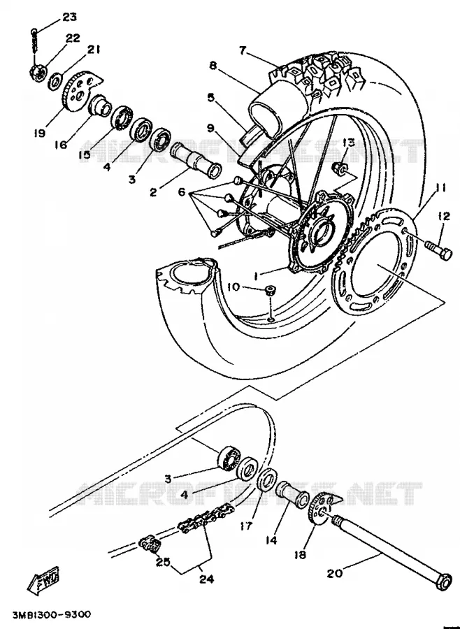 ROUE ARRIERE Yamaha MOTO 125 1994 DTR  DT125R