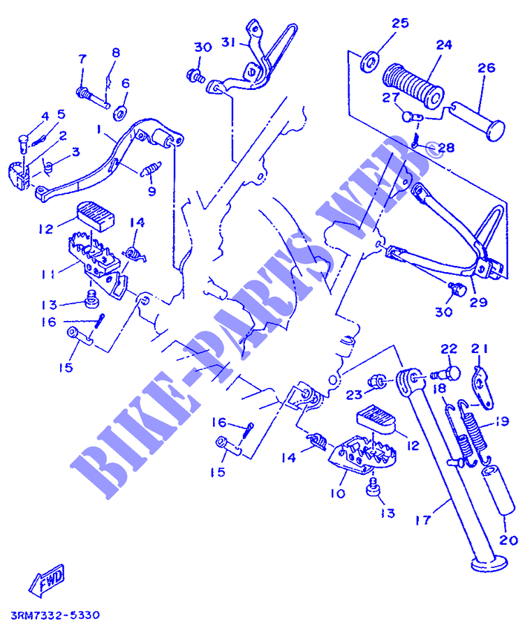 SUPPORT / REPOSE PIEDS pour Yamaha DT125R de 1997