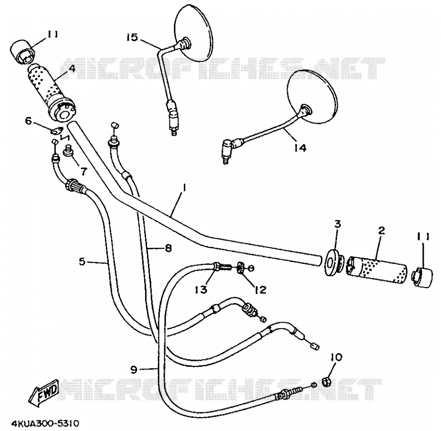 GUIDON ET CABLES Yamaha MOTO 535 1995 VIRAGO  XV535 (FLAT)