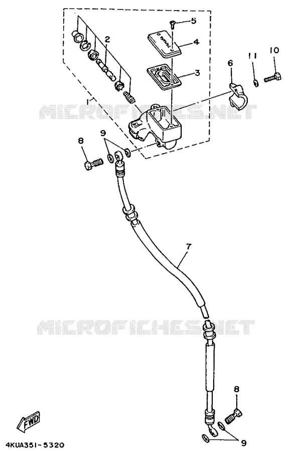 MAITRE CYLINDRE AVANT - GUIDON PLAT Yamaha MOTO 535 1996 VIRAGO  XV535 (FLAT)