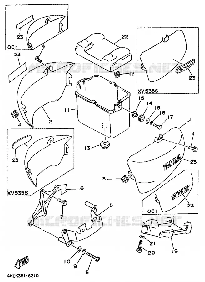 COUVERCLE LATERAL Yamaha MOTO 535 1996 VIRAGO  XV535 (FLAT)
