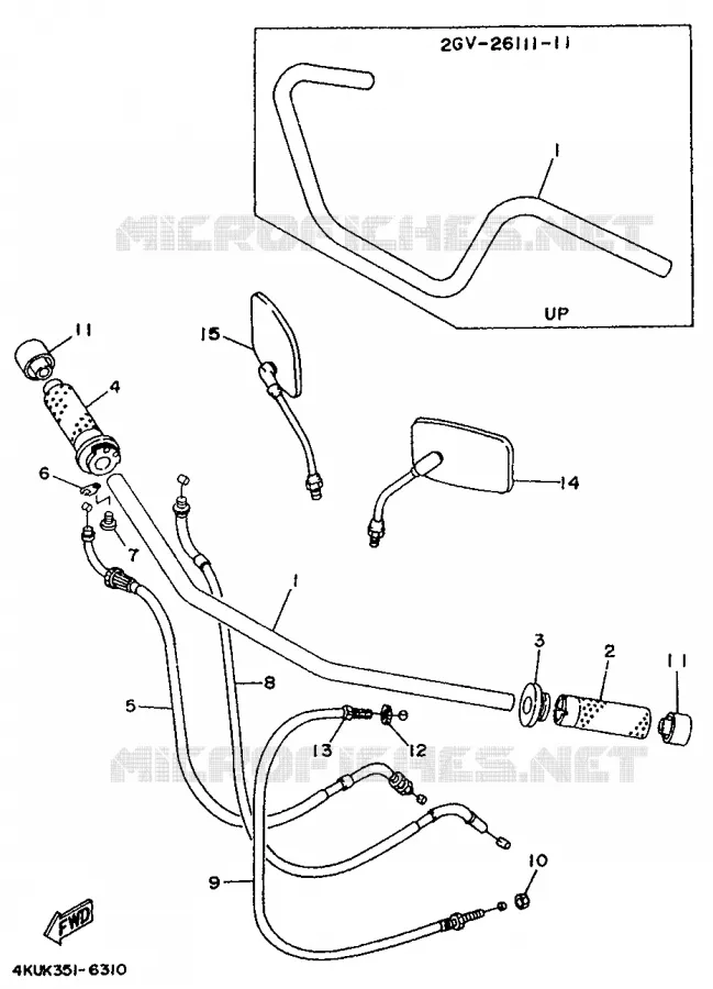 GUIDON ET CABLES Yamaha MOTO 535 1996 VIRAGO  XV535 (UP)