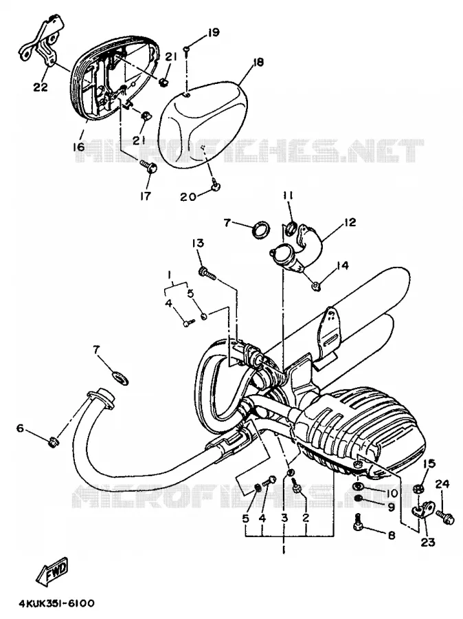 ECHAPPEMENT Yamaha MOTO 535 1996 VIRAGO  XV535 (UP)