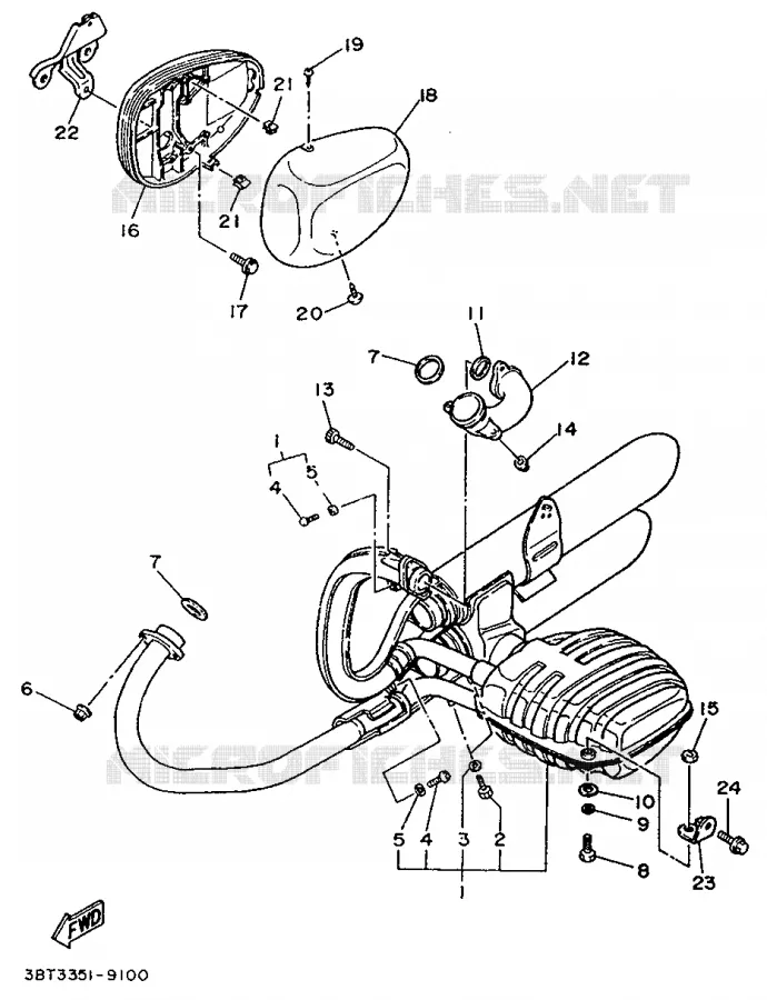 ECHAPPEMENT Yamaha MOTO 535 1994 VIRAGO  XV535S