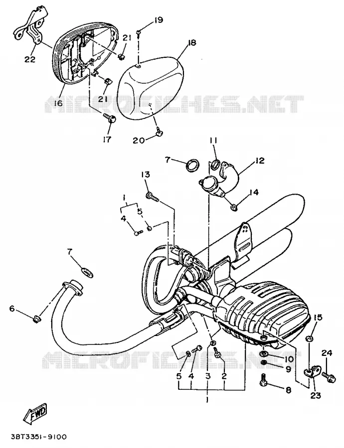 ECHAPPEMENT Yamaha MOTO 535 1994 VIRAGO  XV535S