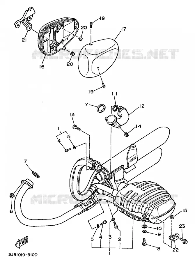 ECHAPPEMENT Yamaha MOTO 535 1997 VIRAGO  XV535SA