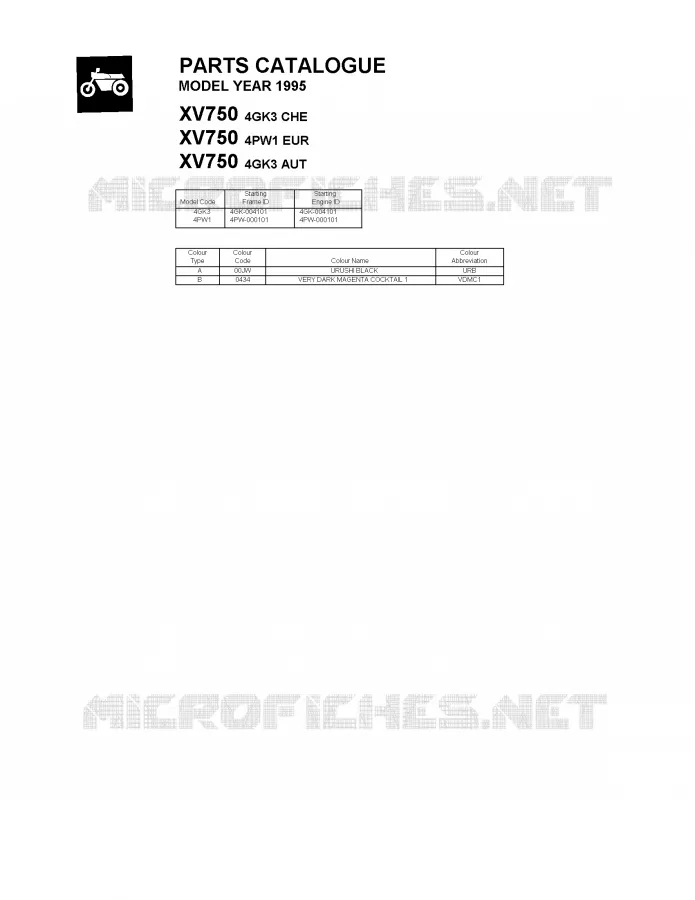* CATALOG PREFACE * Yamaha MOTO 750 1995 VIRAGO  XV750