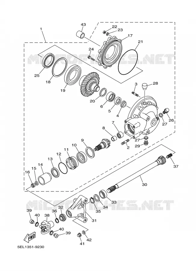 CARDAN / COUPLE CONIQUE Yamaha MOTO 1100 2000 DRAGSTAR  XVS1100