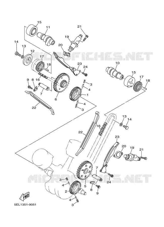 ARBRE A CAMES / CHAINE DE DISTRIBUTION Yamaha MOTO 1100 2000 DRAGSTAR  XVS1100A