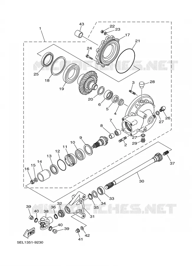 CARDAN / COUPLE CONIQUE Yamaha MOTO 1100 2000 DRAGSTAR  XVS1100A
