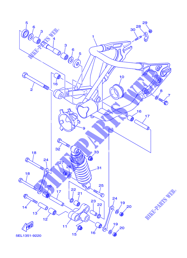 BRAS OSCILLANT / AMORTISSEUR pour Yamaha DRAGSTAR 1100 CLASSIC de 2000