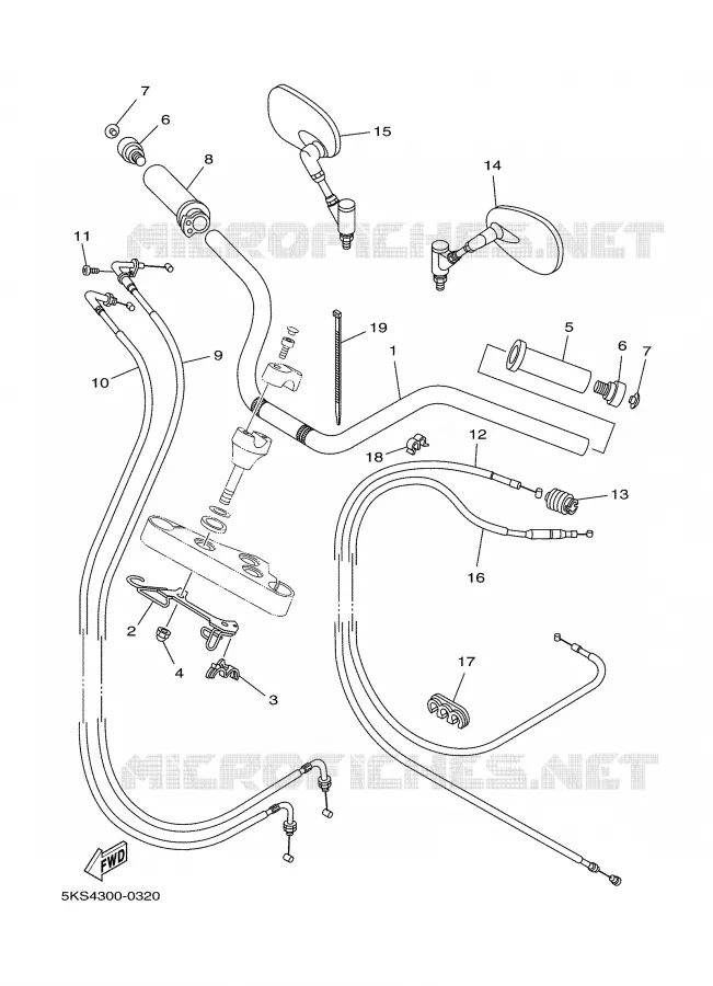 GUIDON ET CABLES Yamaha MOTO 1100 2001 DRAGSTAR  XVS1100A