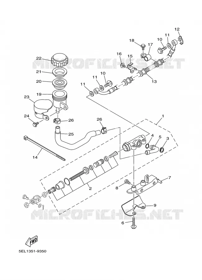 MAITRE CYLINDRE DE FREIN ARRIERE Yamaha MOTO 1100 2001 DRAGSTAR  XVS1100A