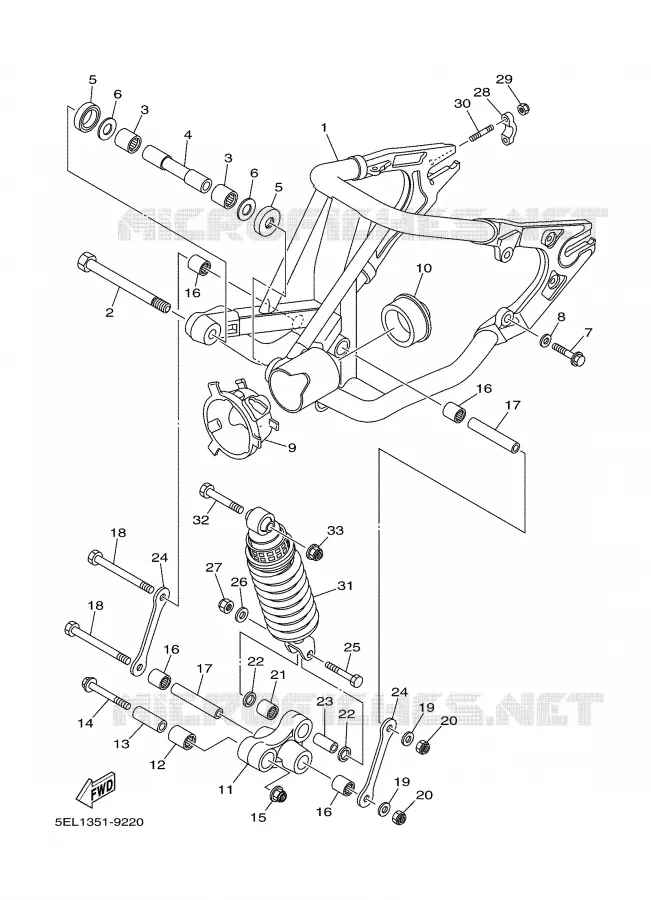 BRAS OSCILLANT / AMORTISSEUR Yamaha MOTO 1100 2003 DRAGSTAR  XVS1100A