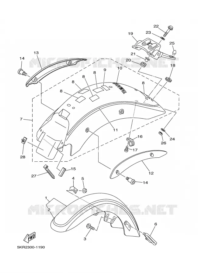 GARDE BOUE Yamaha MOTO 125 2000 DRAGSTAR  XVS125