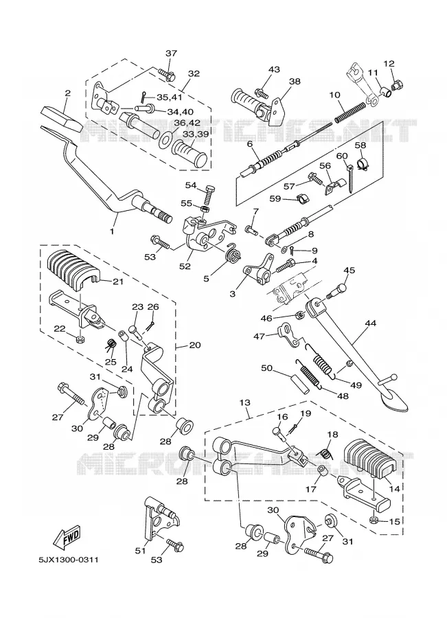 SUPPORT / REPOSE PIEDS Yamaha MOTO 125 2002 DRAGSTAR  XVS125