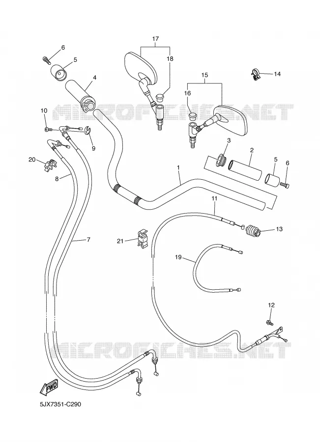 GUIDON ET CABLES Yamaha MOTO 125 2004 DRAGSTAR  XVS125