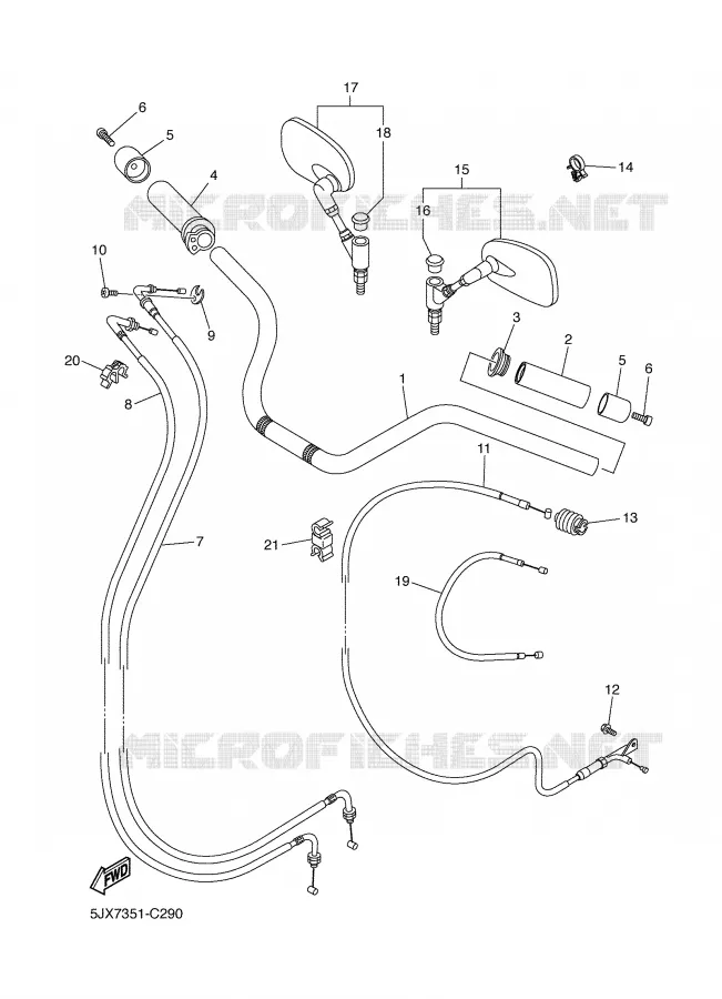 GUIDON ET CABLES Yamaha MOTO 125 2004 DRAGSTAR  XVS125