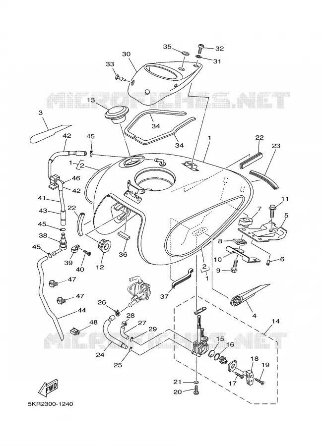 RESERVOIR A ESSENCE Yamaha MOTO 250 2001 DRAGSTAR  XVS250