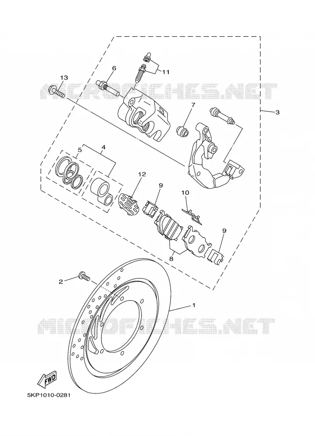 ETRIER DE FREIN AVANT Yamaha MOTO 650 2001 DRAGSTAR  XVS650