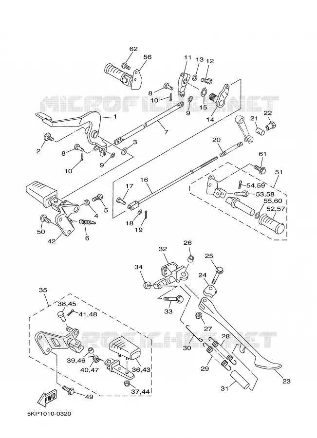 SUPPORT / REPOSE PIEDS Yamaha MOTO 650 2001 DRAGSTAR  XVS650