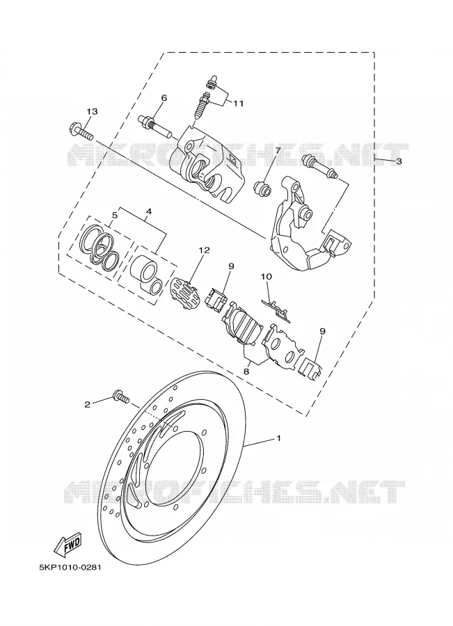 ETRIER DE FREIN AVANT Yamaha MOTO 650 2002 DRAGSTAR  XVS650
