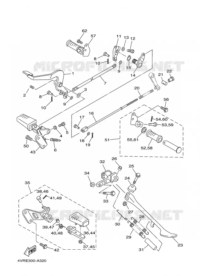 SUPPORT / REPOSE PIEDS Yamaha MOTO 650 2002 DRAGSTAR  XVS650