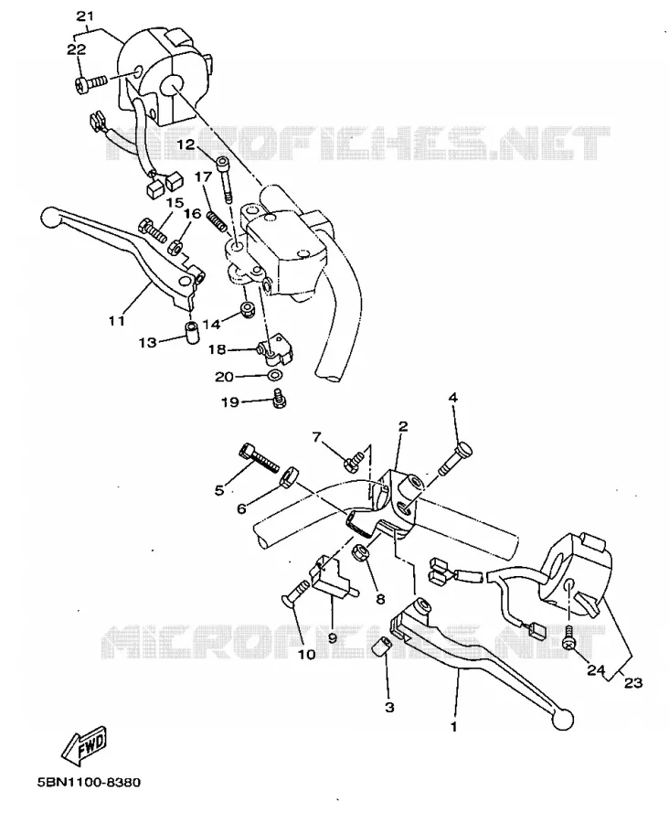 COMMODO / LEVIER Yamaha MOTO 650 1999 DRAGSTAR  XVS650A