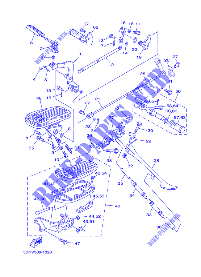 SUPPORT / REPOSE PIEDS pour Yamaha DRAGSTAR 650 CLASSIC de 2001